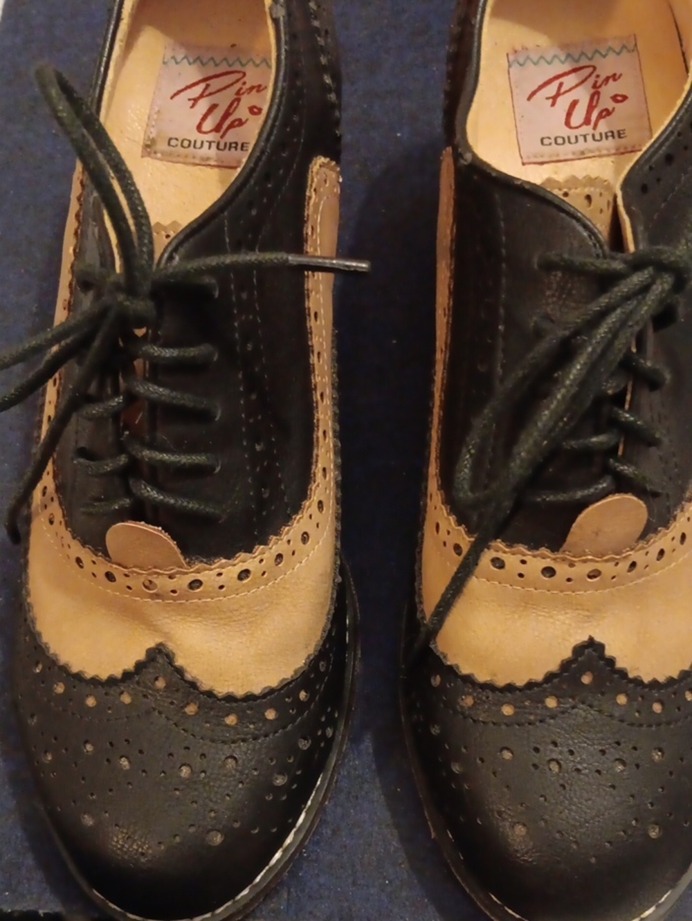 Pinup Couture Black and Tan Two-Tone Brogue Derbys